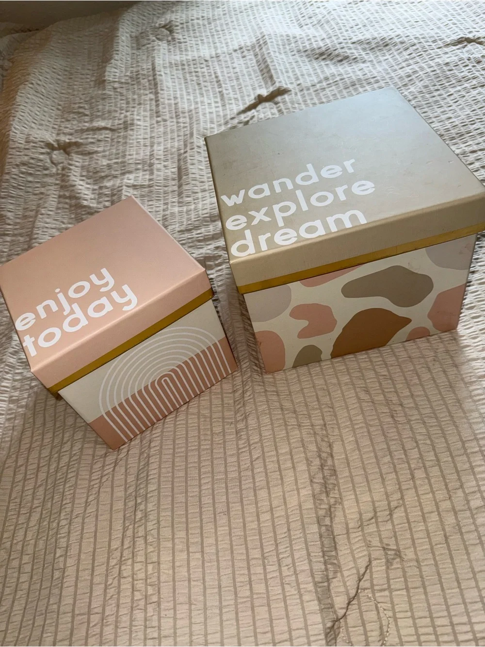 2 pc Decorative Storage Gift Boxes Set Neutral & Blush Tones